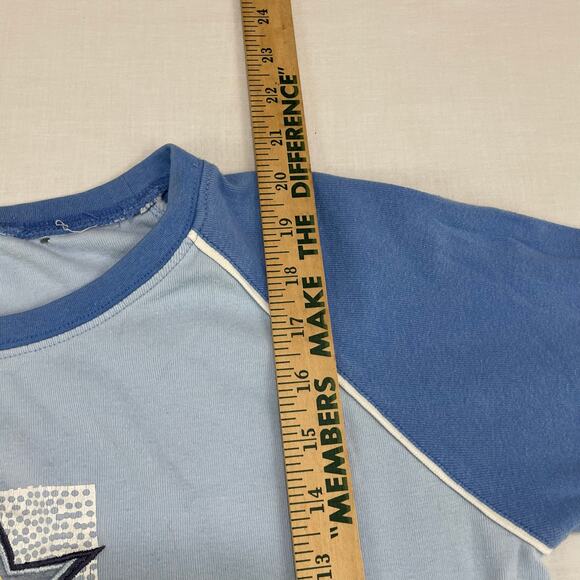 VTG Y2K Baby Blue Raglan 3/4 Sleeve T-Shirt, Size M - Picture 4 of 7